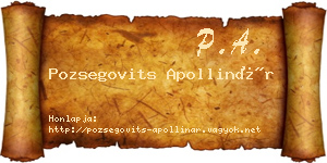 Pozsegovits Apollinár névjegykártya